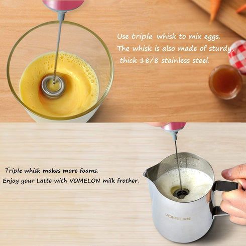 Electric Milk Frother Handheld,Travel Coffee Drink Mixer Batteries Included, 304 Stainless Steel Whisk for latte Cappuccino,Bulletproof Coffee Hot...
