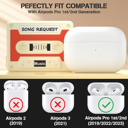 Valkit Compatible Airpods Pro 2nd/1st Generation Case with Cleaner Kit, Cassette Tape Recorder Design Airpods Pro 2 Case Cover Shockproof iPods Pr...