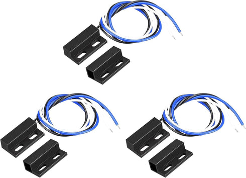 uxcell Wired Door Contact Window Sensor NO NC Surface Mount Magnetic Reed Switch Black 3 Pcs...