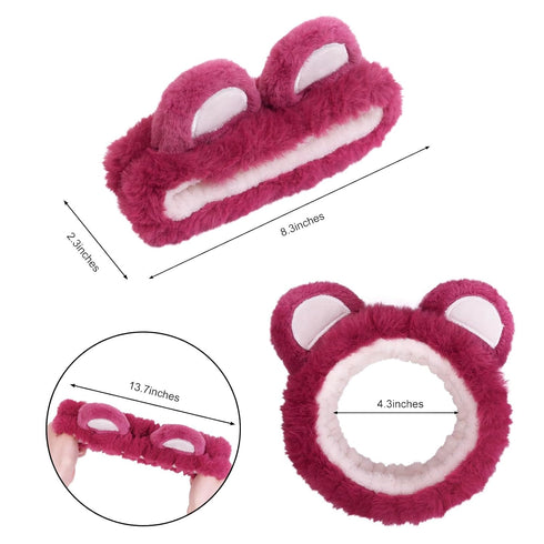 Skincare Headbands for Women Girls for Washing Face Purple Bear Ears Animal Head band for Face Washing Cute Spa Makeup Shower Hairband Kawaii Soft...