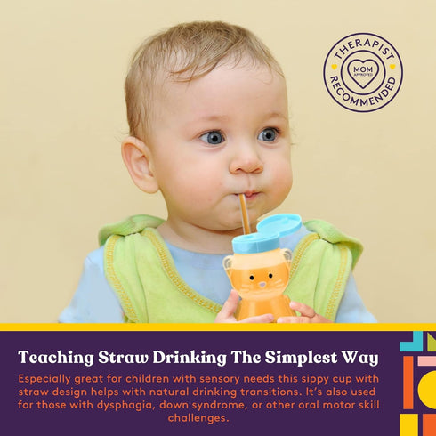 Special Supplies Honey Bear Straw Cup For Babies, 4-Pack, Fun Animal-Shaped Baby Led Weaning Training Drink for Straw Training and Weaning...