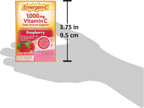 Emergen-C (30 Count, Raspberry Flavor, 1 Month Supply) Dietary Supplement Fizzy Drink Mix with 1000mg Vitamin C, 0.32 Ounce Packets, Caffeine Free...