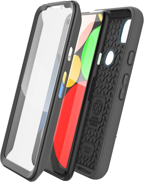 ENCASED Pixel 4a Case with Screen Protector (Rebel Shield) Rugged Full Body Protective Cover with Build-in Screen Guard for Google Pixel 4a - Blue...