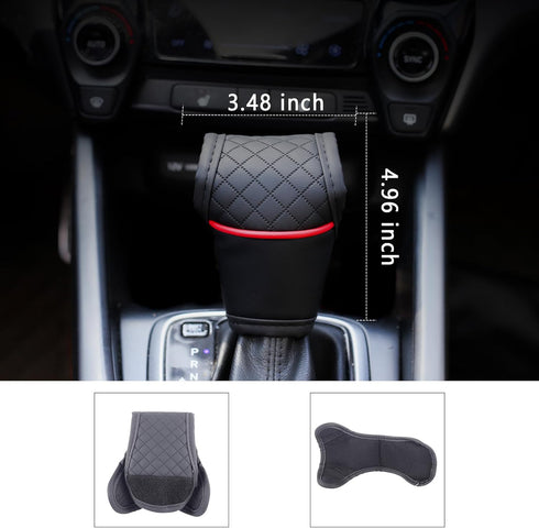 Leather Car Gear Shift Cover,Anti-Slip Automatic Shift Knob Cover Car Decoration,Universal Car Accessories for Women Interior Effectively Protects...