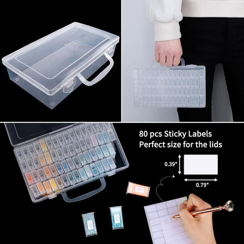 SGHUO 1 Pack 64 Grids Diamond Painting Tool Box Container Craft Storage with Adjustable Dividers for Beads, Art DIY, Crafts, Jewelry, Plastic Orga...