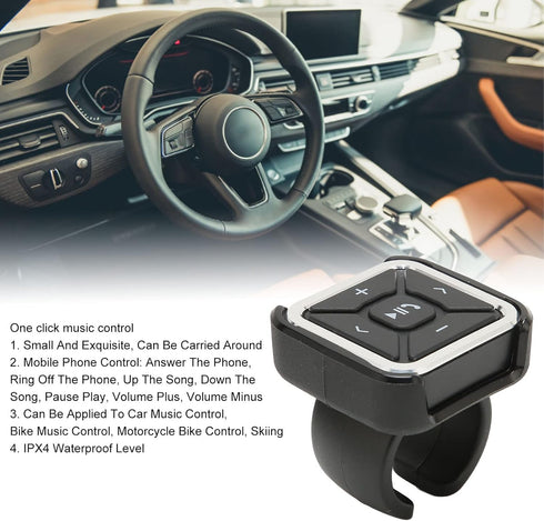 Receiver Audio Adapter Switch for Bike Motorcycle Car, Bluetooth Media forRiding Safety, IPX4 Waterproof Remote Controller for Steering Wheel,...