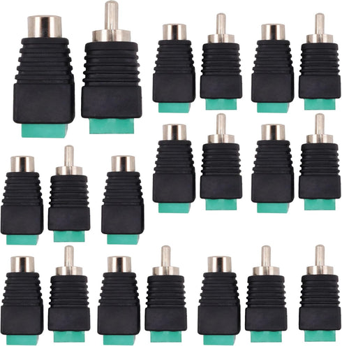 11Pair RCA Plugs Cable Audio Adapter Screws Phono RCA Male Female Plug to AV Screw Terminal Audio Video Connector Adapter Wire RCA Adapte for Spea...