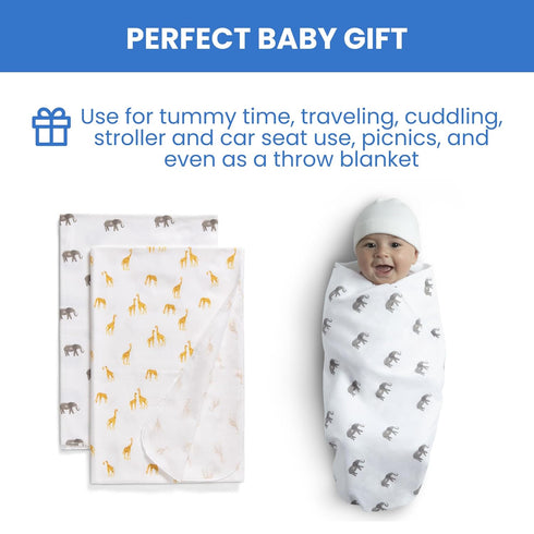 Delta Children 100% Cotton Flannel Baby Receiving Blankets for Girls and Boys – 30x30 Inches (Pack of 2), Safari Friends...