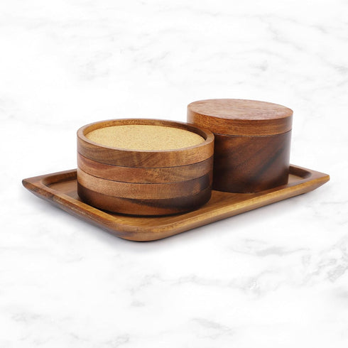 Midoriwood Bathroom Vanity Tray 8.66 x 5.7 inches, Natural Acacia Wood Tray for Bathroom, Kitchen, Countertop, Toilet Tank, Sink, Elegant Organize...