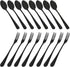 16 Pieces Black Demitasse Espresso Spoon (4 inch) and Stainless Steel Forks (4.8 inch), DaKuan Mini Coffee Spoons & Cake Forks for Dessert, Tea, A...
