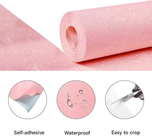 Pink Silk Contact Paper 16"x118" Peel and Stick Wallpaper Thick Waterproof Decorative Self Adhesive Vinyl Film Wrap Wall Paper for Cabinets Counte...