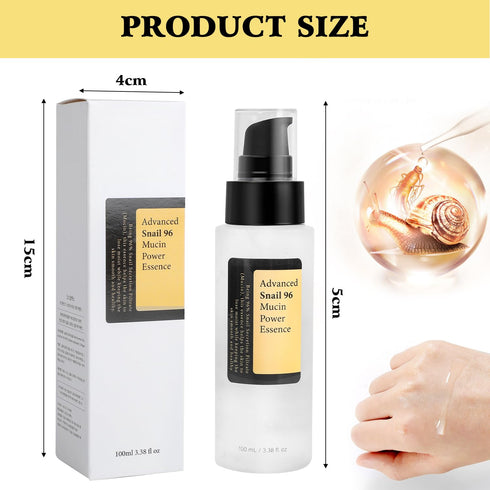 2Pcs Snail Mucin 96% Power Repairing Essence, Snail Mucin Serum,Power Repairing Essence, Hydrating Serum for Face with Snail Secretion Filtrate, I...