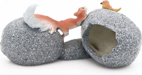 AQUA KT Aquarium Landscape Cichlid Stone Fish Hideout Rock Betta Cave Double Cave Design Dinosaur Eggs Shape Recommended for Fish Tank Decoration...