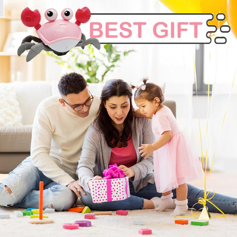Pbooo Crawling Crab Baby Toy - an Interactive Walking, Dancing Crab Musical Toy for Babies - Ideal for Tummy Time, Neck Muscle Development, and Cr...