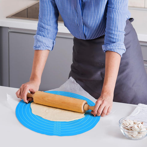 Round Silicone Baking Mat,Cake Mat with Size Measurement Specification,Small Silicone Kneading Mat,Bread Kneading Mat,Silicone Baking Mat for Brea...