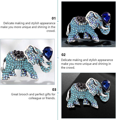 Amosfun Elephant Brooch Pin Rhinestone Crystal Elephant With Balloons Breastpin Broach Jewelry Gift for Woman Blue...