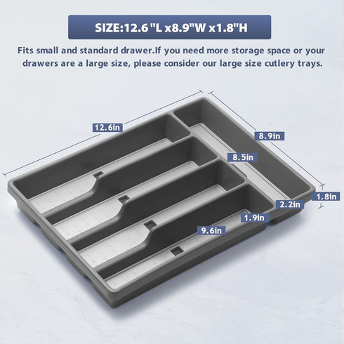 Silverware Organizer with Cutlery Icons?Silverware Tray for Kitchen Drawer?Plastic Flatware Tableware Silverware Drawer Organizer Utensil Organize...
