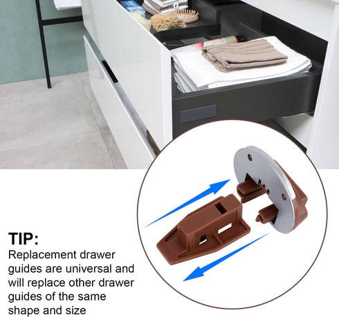 6 Sets Drawer Guide Kit, for Kenlin Rite-Trak II Enhanced Commercial Slide-in Drawer Slides Replacement Dresser Drawer Slides Repair Kit with Meta...