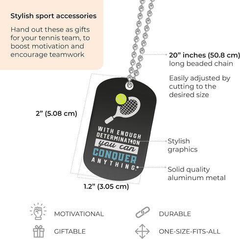 Inkstone Tennis Dogtag Necklaces | (12 Pack) |Motivational Saying For Tennis Team | Encouraging Gift for Students, Teams, and Fans...