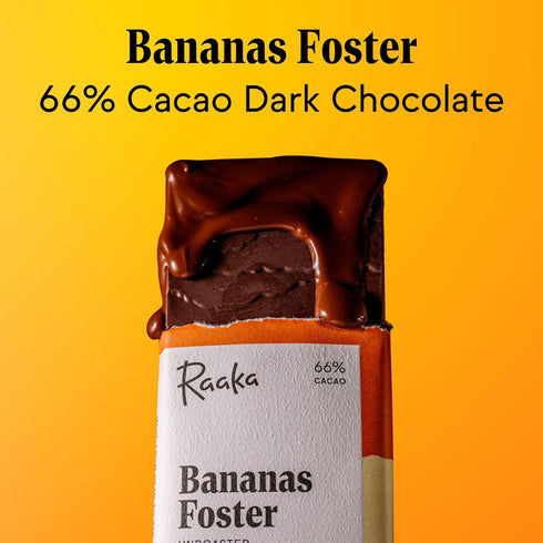 Raaka Chocolate Bananas Foster 66% Cacao Dark Chocolate | Gourmet Dark Chocolate Gift | Organic, Vegan, Fair Trade, Soy Free, Non GMO, Gluten Free...