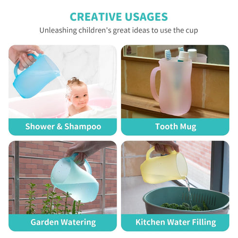 Baby Bath Rinse Cup - Food Grade Silicone Shampoo & Body Washing Rinser Cup For Kids with Easy Grip Handle to Rinse Baby Shampoo and Soap - Baby E...