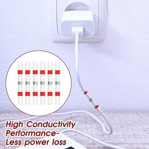 150 Pcs Solder Seal Wire Connectors, Solder Butt Connectors Heat Shrink, Red 22-18 AWG Wire Splice Connectors, for Marine Automotive Boat Wire Joi...