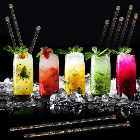 Aboat 120 Pieces 7.3 Inch Plastic Round Top Swizzle Sticks, Gold...