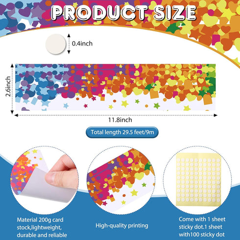 30 Pcs 29.5 ft Welcome Banner Confetti Bulletin Board Borders Classroom Confetti Border Trim with Welcome Sign Classroom Confetti Pennant for Offi...