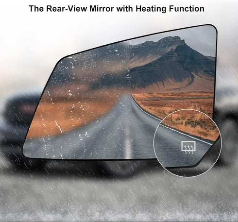 Heated Mirror Glass Replacement with Backing Plate Heated Defrost Glass Fit for Chevy Traverse GMC Acadia Saturn Outlook 2007-2017 Replace 1595192...