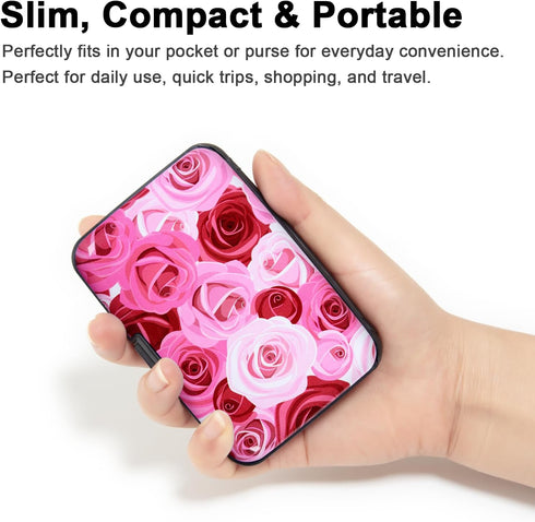 Credit Card Holder, Metal Card Wallet RFID Blocking Mini Slim Aluminum Business Hard Card Case for Women Men (Roses)...
