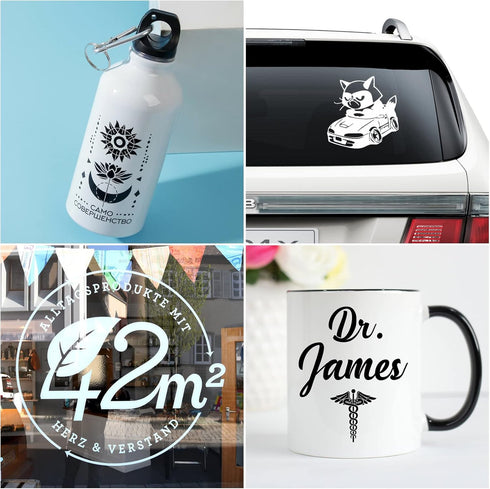 Matte Black Permanent Vinyl, 12" x 12 FT Vinyl with Cricut Cutting Machine - Lya Vinyl Matte Black Adhesive Roll for Mug, Cup, Window & Home Decal...
