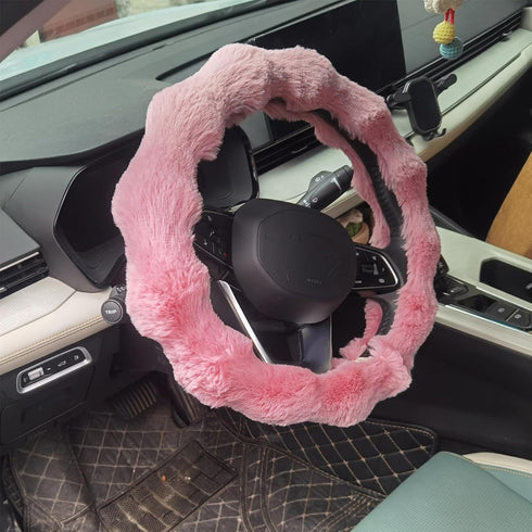 Luxury Fluffy Winter Car Steering Wheel Cover for Women, YUNXNYC Fuzzy Cute Steering Wheel Cover Soft Warm Furry Auto Plush Fur Vehicle Steering W...