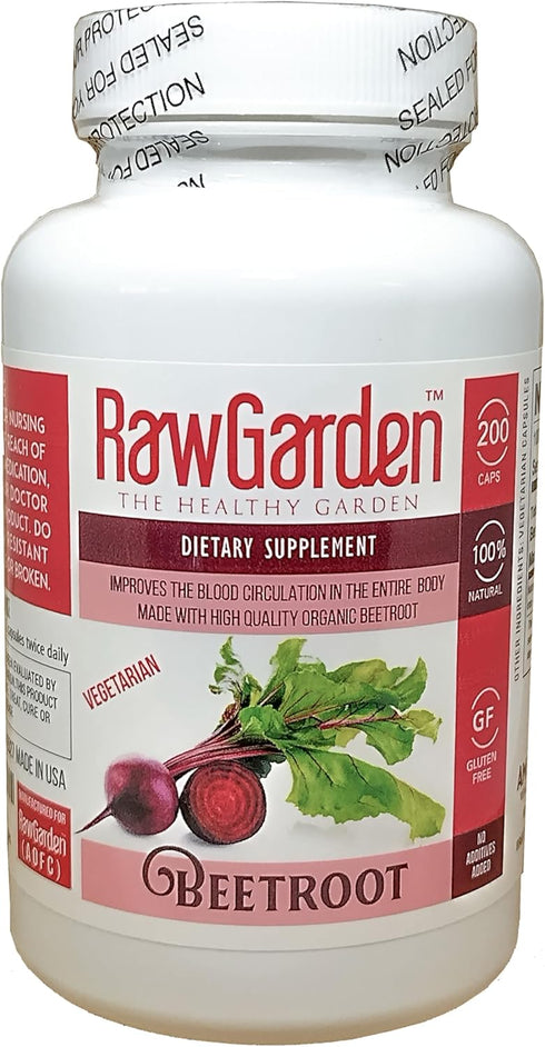 Beet Root Vegetarian Capsules (200 ct) Beta vulgaris with a High Nitrate Content. Non - Irradiated Non-sulfites - Gluten Free....