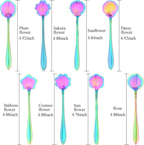 40 Pieces Flower Tea Spoons Stainless Steel Sugar Spoons Flower Coffee Spoons Small Dessert Spoons Cute Cafe Bar Spoon Mini Tableware for Tea Part...