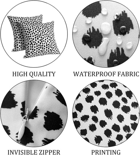 Outdoor Pillow Covers 20x20 Set of 2 Black Polka Dot Outdoor Waterproof Decorative Pillow Cases Summer Outdoor Sofa Bed Cushion Covers Home Decor ...