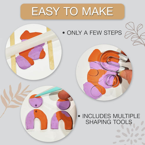JOiFULi 132 Pc- Complete DIY Friendship Craft Set for Teens, Ages 12+ Aesthetic Polymer Clay Earring Jewelry Craft Making Set...