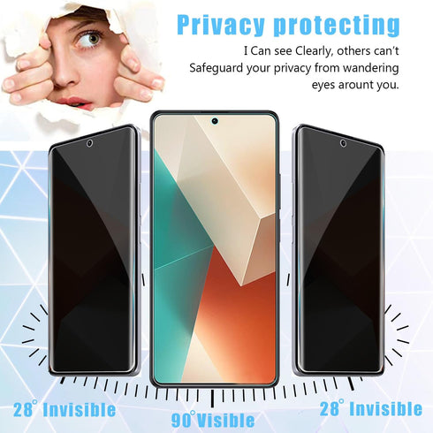 [2+2pack For Xiaomi Redmi Note 13 Pro+ Flexible Privacy Screen Protector(Not Tempered Glass) and Camera Lens Screen Protector,Anti-Spy Flexible TP...