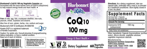 BlueBonnet CoQ-10 Vegetarian Capsules, 100 mg, 60 Count...