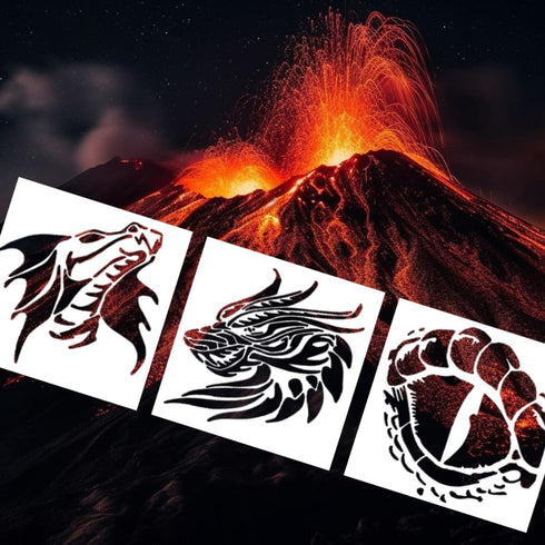 Dragon Stencil | Inspirational Fantasy Aztec Japanese Awesome Graffiti Dragon Stencils for Painting on Wood, Glass, Wall, Rock, Fabric, Walls, Can...