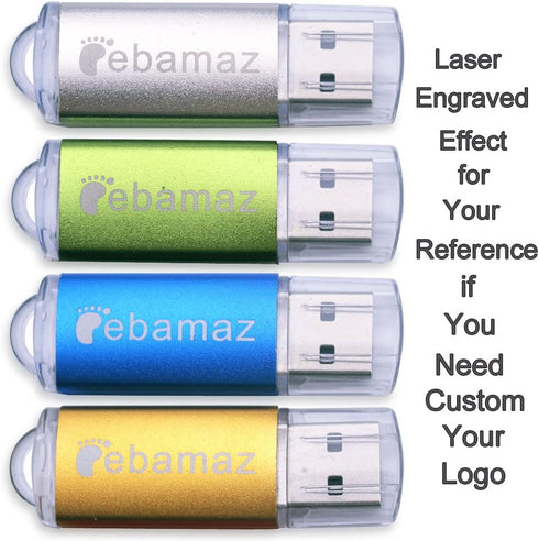 USB Flash Drives 2.0 Metal Key Pack of 5 Colors (512MB,Not GB,Smaller Than 1GB,Blank)...