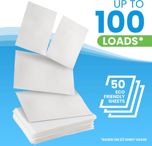 Laundry Detergent Sheets (100 Loads, 50 Sheet) Fresh Linen Scent, Eco Earth Friendly Clean Breeze, Non Toxic People Safe, Washing Travel Supplies,...