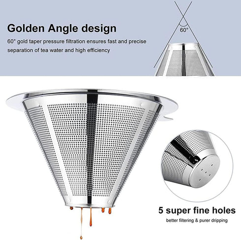 Pour Over Coffee Dripper,Reusable Coffee Filter,Slow Drip Paperless Stainless Steel Cone Coffee Coffee Maker,Easy to Use and Clean (1-2Cup)...