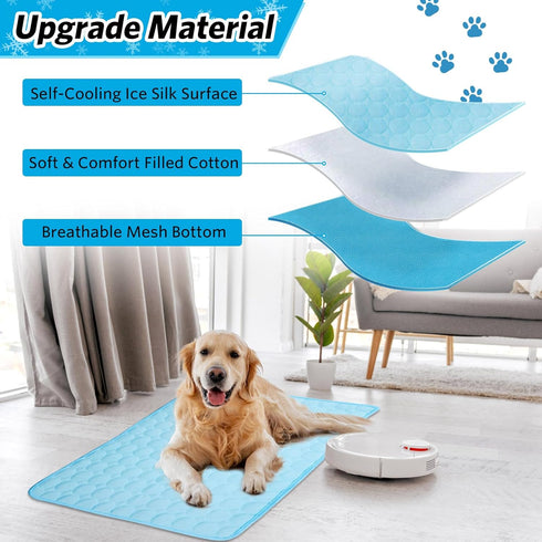 Pet Dog Cooling Bed Mats,Self Cooling Pet Dog Cool Mat Pads for Dogs Cats Indoor and Outdoor (Blue, Large)...