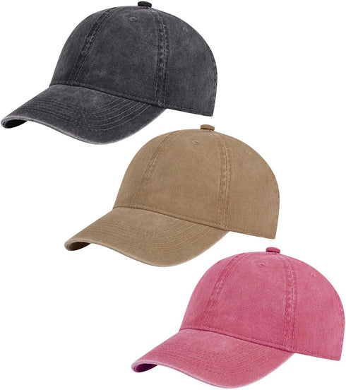 3 Pack Vintage Washed Cotton Adjustable Baseball Caps for Men Women Unstructured Low Profile Dad Hat...