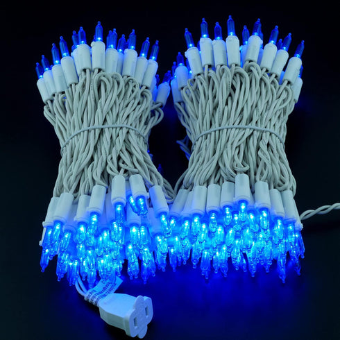 YULETIME 200 Blue LED Christmas Lights with White Wire, Pack of 2 Strands 33 Feet 100 Lights UL Certified Holiday String Light Set...