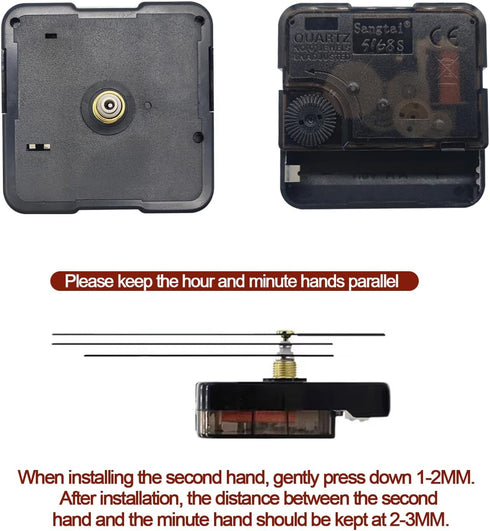 2pcs Silent Quartz Clock Movement Long and Short Shaft with 5 Sets Hands, DIY Wall Clock Mechanism Battery Powered Motor Replacement Repair Clock ...