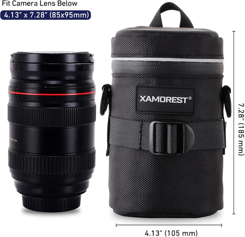 Camera Lens Case Extra Large Thick lens bag Compatible with Nikon AF-S 24-120MM/24-70MM F2.8G/85MM F1.4G Below 4.13" x 7.28"(D x L)...