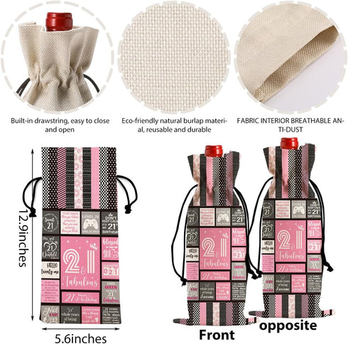 Cool 21st Birthday Gifts for Her Him Wine Bag, 21 Year Old Birthday Gifts for Her Women Men, Happy Anniversary 21st Birthday Party Decorations for...