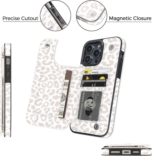 uCOLOR Compatible with iPhone 12 Pro Max 6.7" Wallet Case with Card Holder Slot Folio Flip PU Leather Kickstand Double Magnetic Clasp and RFID Blo...