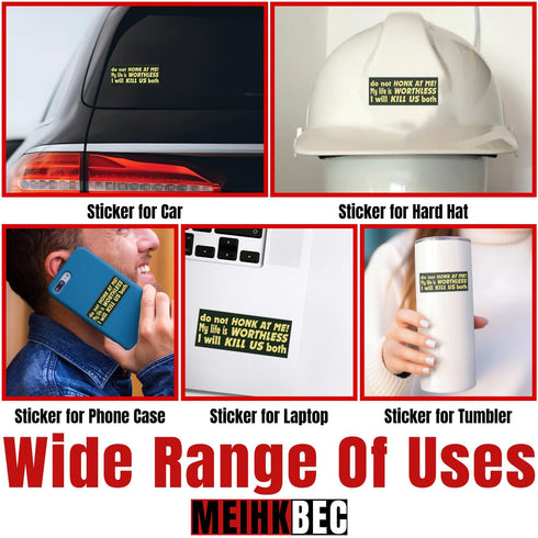 (3PCS) Do Not Honk at Me My Life is Worthless I Will Kill Us Both Sticker Funny Bumper Die-Cut Waterproof Vinyl Sticker for Water Bottle Tumbler P...